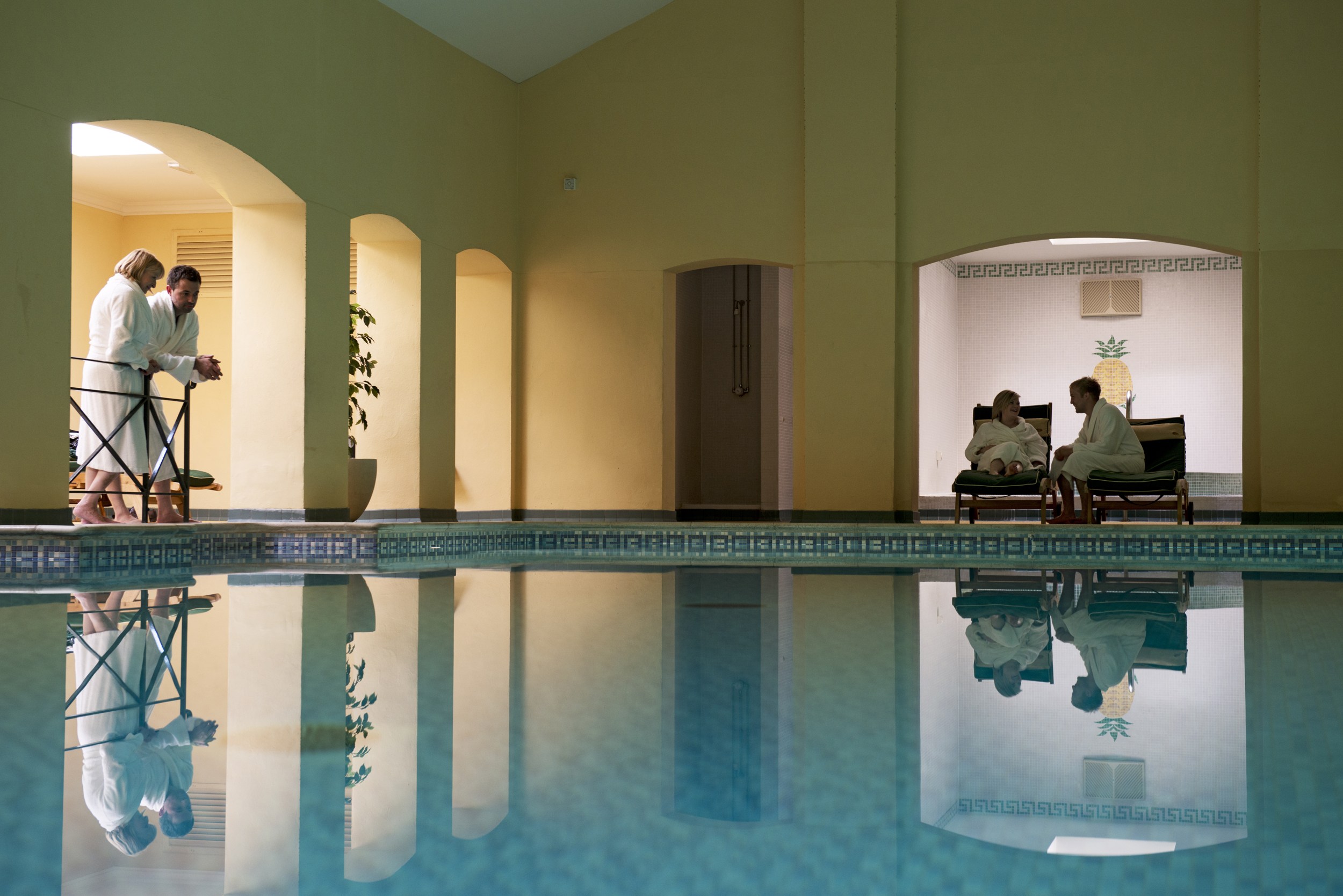 Guests beside pool at Bodysgallen Spa