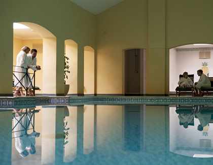 Guests at poolside at Bodysgallen Spa Guests at poolside at Bodysgallen Spa