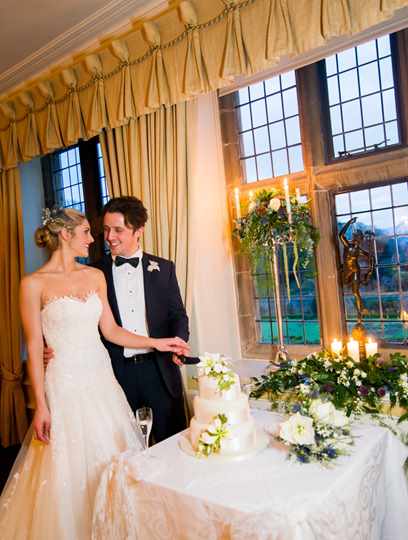 Bridal couple in the South Dining Room at Bodysgallen Hall Bridal couple in the South Dining Room at Bodysgallen Hall