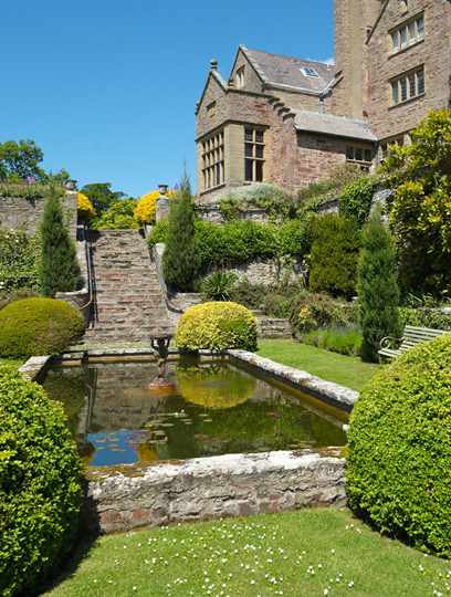 Bodysgallen Hall seen from lily pond Bodysgallen Hall seen from lily pond