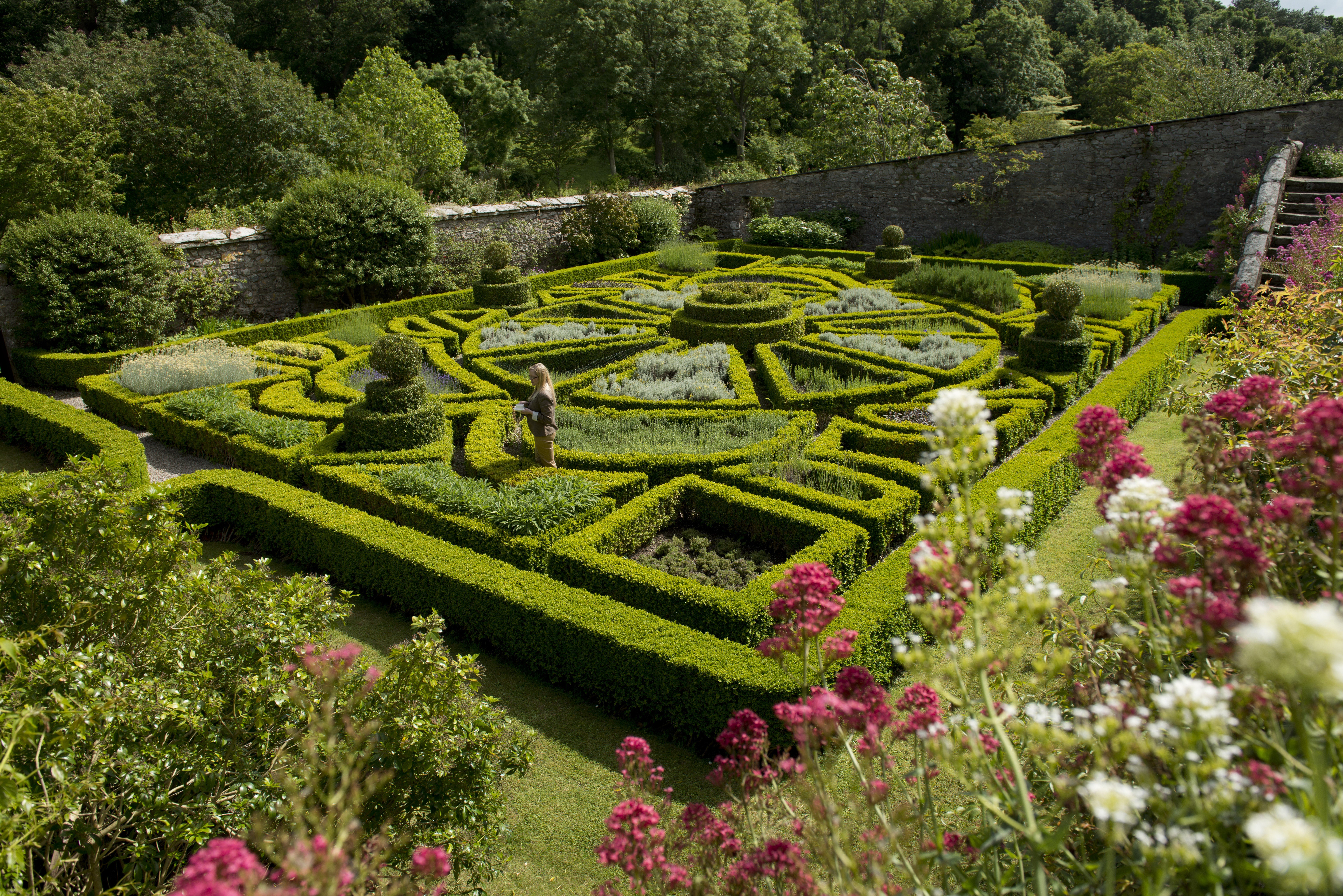 Rare 17th century parterre at Bodysgallen Hall
