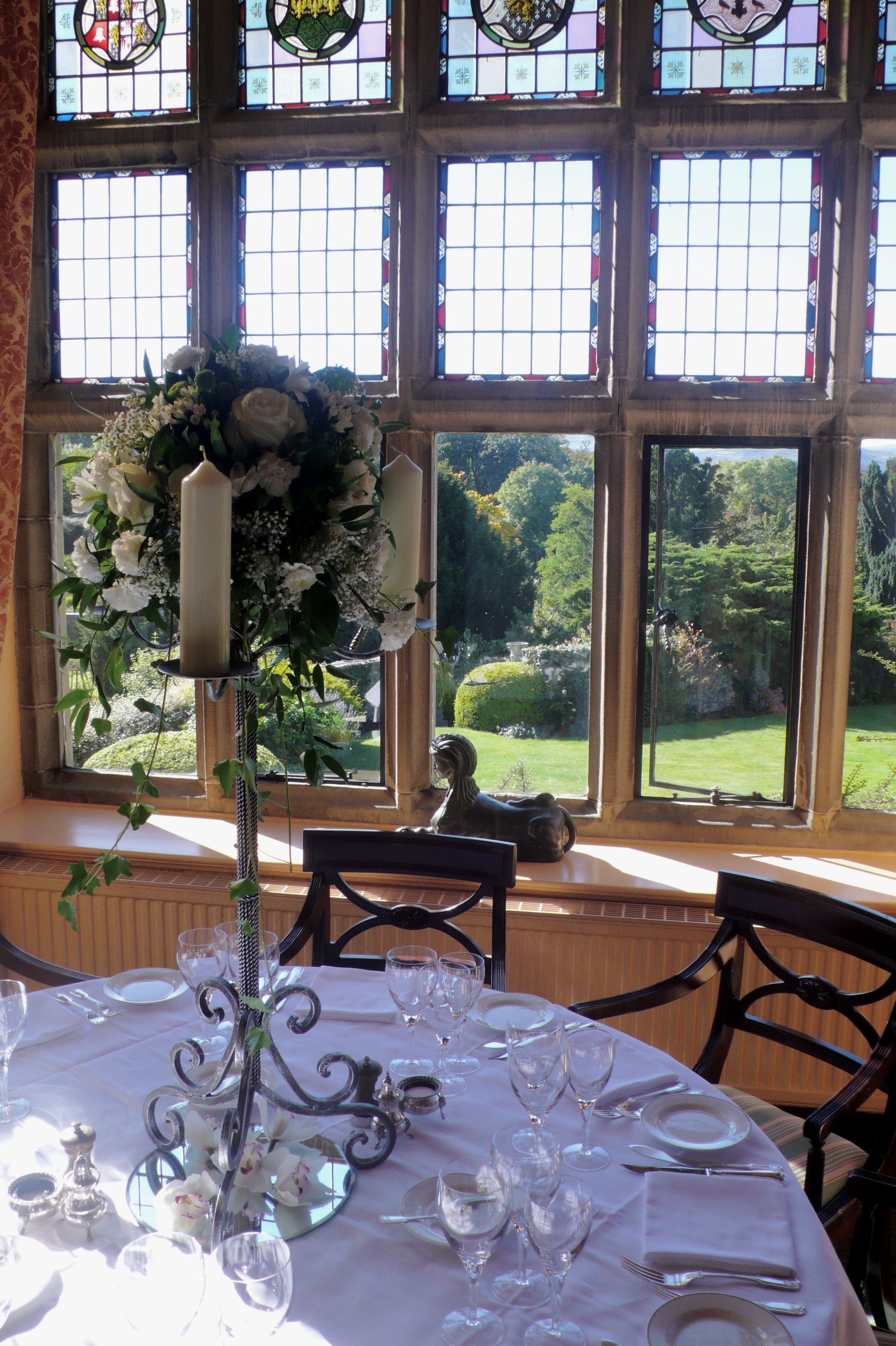 Wedding breakfast in Dining Room at Bodysgallen Hall