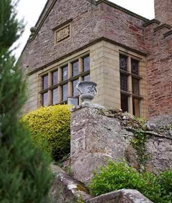 Stone stairway to south gable at Bodysgallen Hall