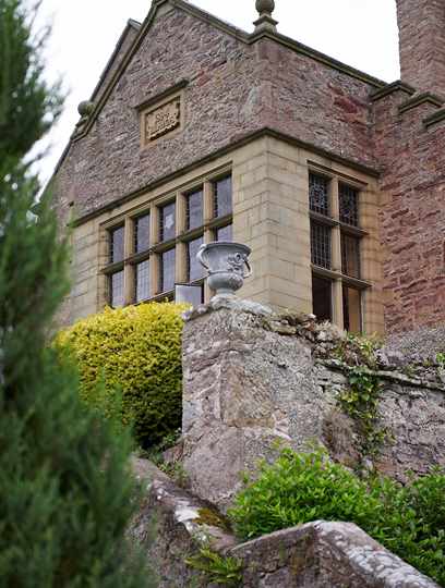 Stone stairway to south gable at Bodysgallen Hall Stone stairway to south gable at Bodysgallen Hall