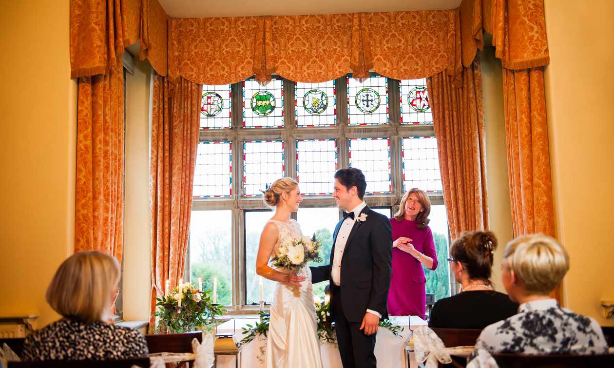 Wedding ceremony in the Morning Room at Bodysgallen Hall