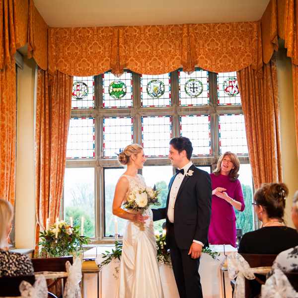 Wedding ceremony in the Morning Room at Bodysgallen Hall