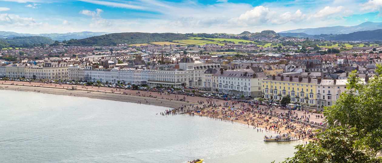 Aerial view of Llandudno promenade  Aerial view of Llandudno promenade