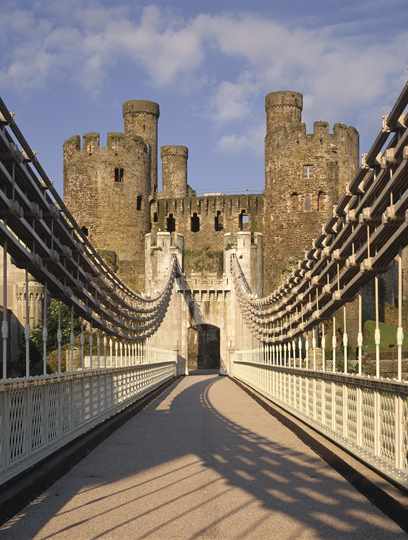 National Trust Conwy Suspension Bridge in North Wales National Trust Conwy Suspension Bridge in North Wales