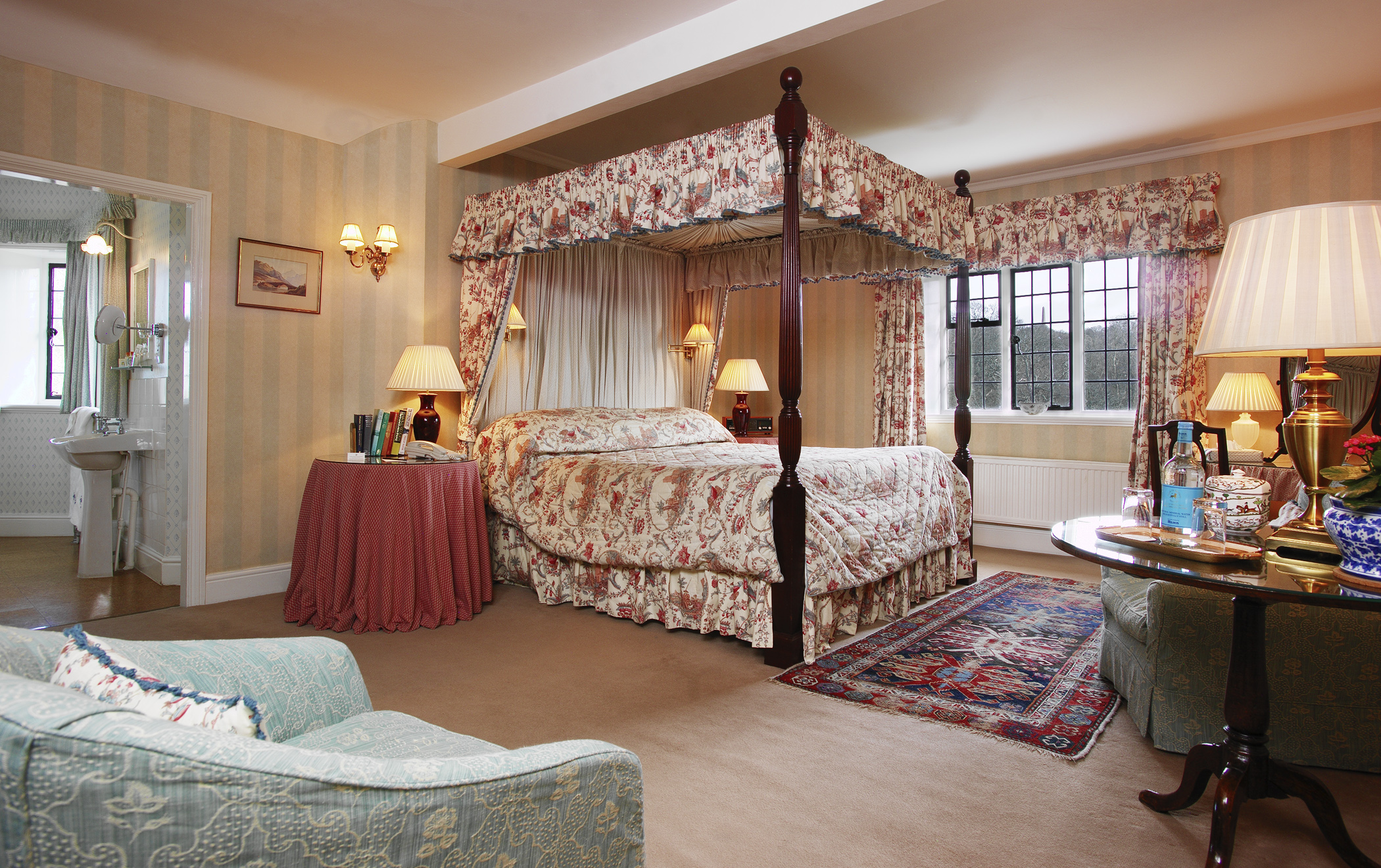 Vaughan Suite four-poster bed at Bodysgallen Hall 