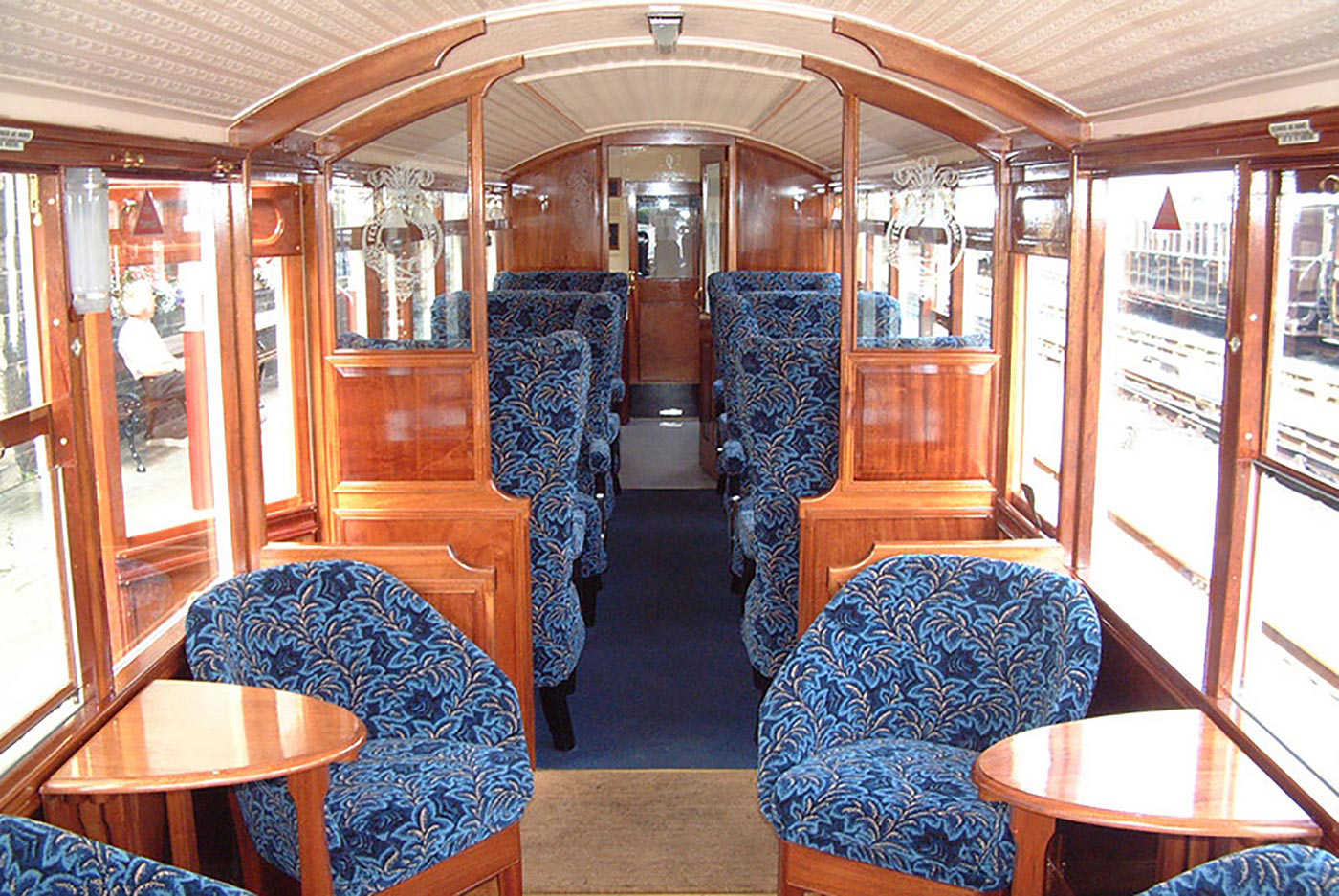 Carriage interior of Ffestiniog Welsh Highland Railway