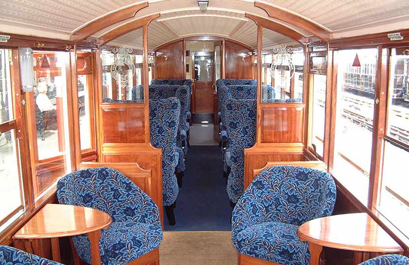 Carriage interior of Ffestiniog Welsh Highland Railway