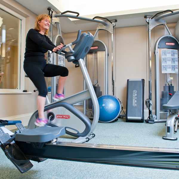 Guest exercising in the Gym at Bodysgallen Spa