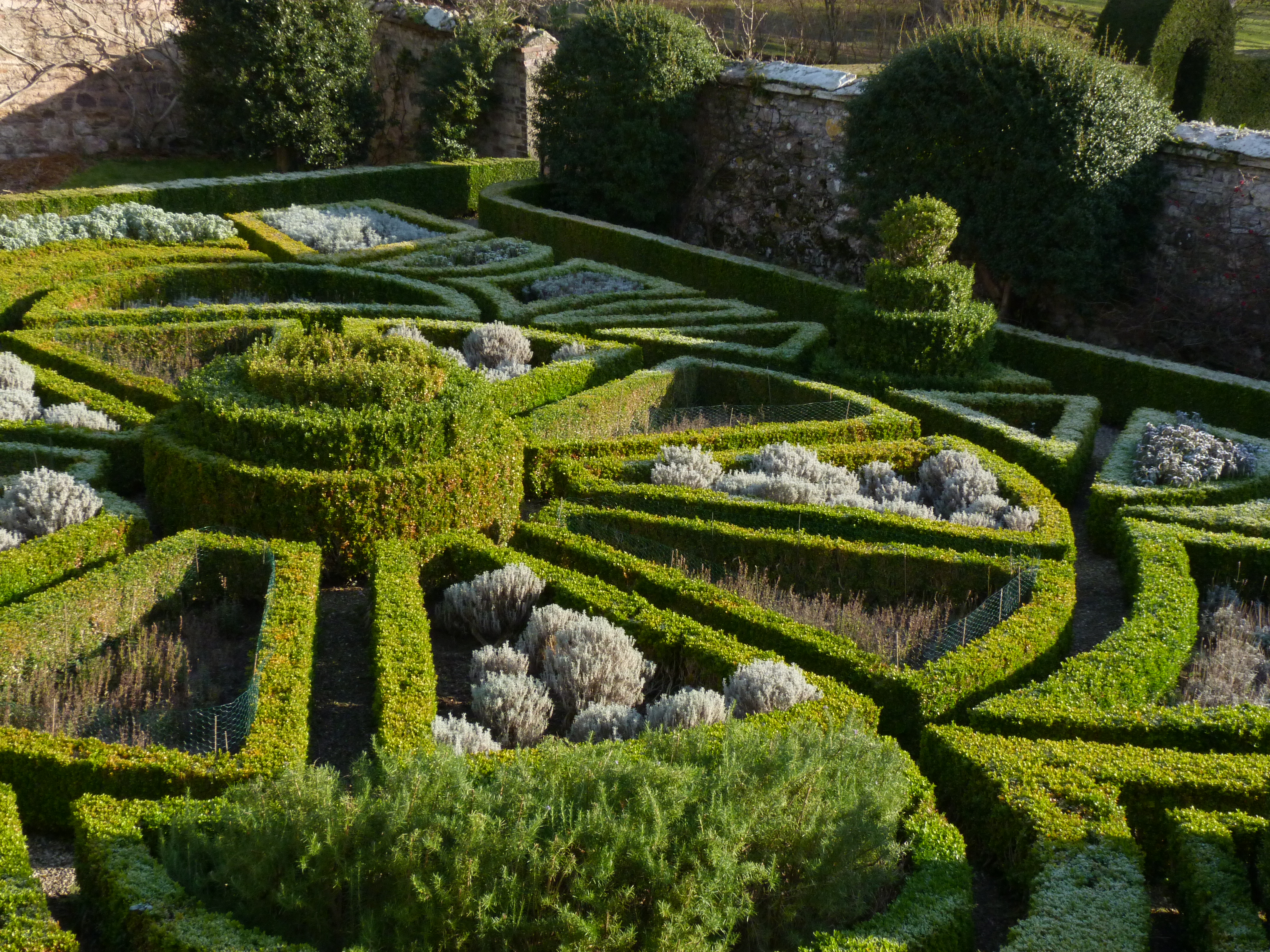Rare 17th century parterre at Bodysgallen Hall